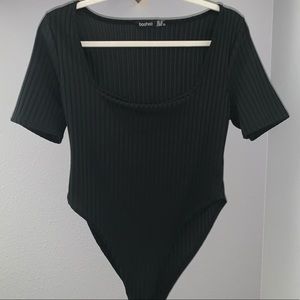 Boohoo Black Square Neck Bodysuit